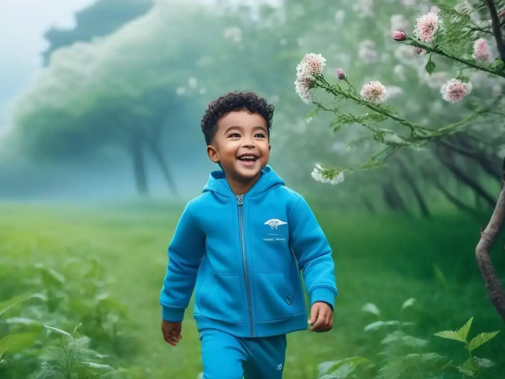 Niños felices en parque ecológico: moda sostenible y diversión Un grupo diverso de niños felices juega en el parque con moda infantil sostenible para futuros conscientes