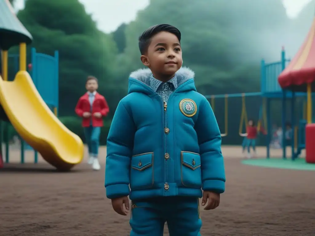Diversidad y alegría: niños jugando juntos en un parque inclusivo Grupo diverso de niños felices jugando en el parque con ropa inclusiva de marcas top, reflejando la moda infantil inclusiva 2023