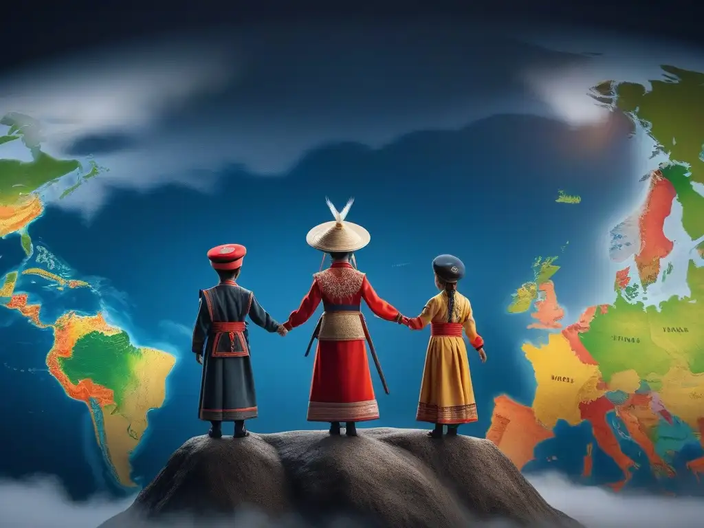 Niños del mundo unidos: diversidad cultural en la infancia Un grupo diverso de niños de diferentes partes del mundo, sonriendo y unidos, vistiendo trajes tradicionales