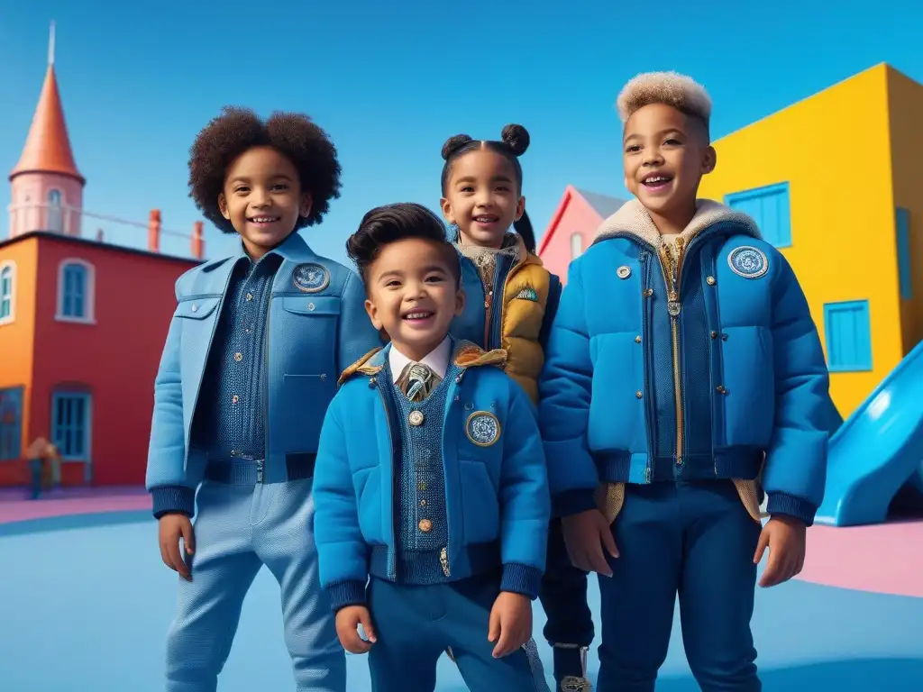 Niños felices y diversos en parque inclusivo Un grupo diverso de niños de distintas razas, habilidades y géneros riendo y jugando juntos en un colorido y inclusivo parque infantil