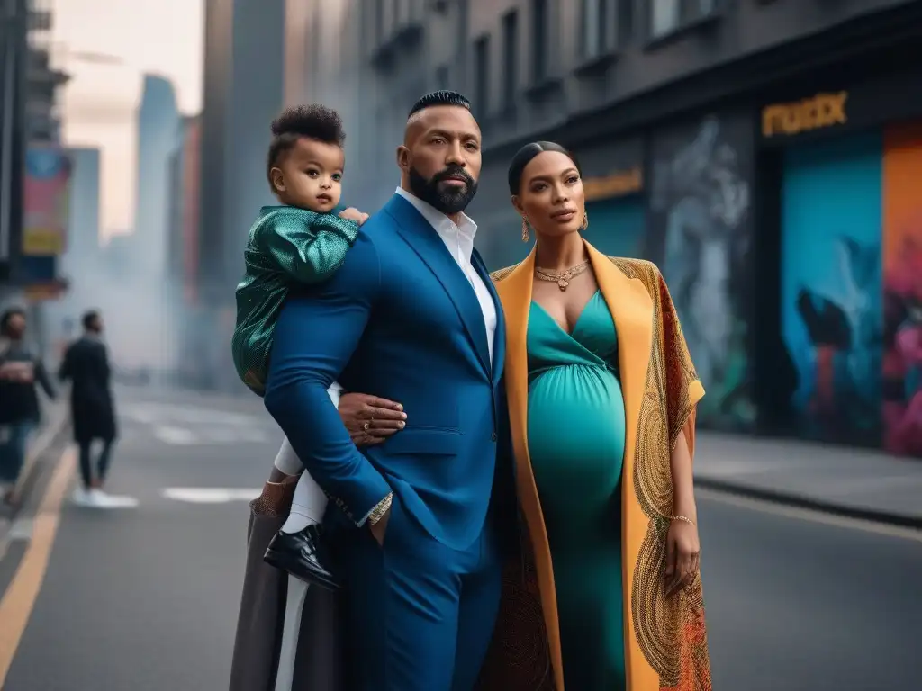 Padres modernos y diversos lucen orgullosos la moda inclusiva Grupo diverso de padres con estilo en moda maternal masculina inclusiva diversa, unidos y seguros en la ciudad moderna