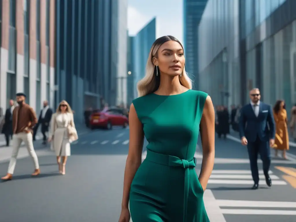 Moda sostenible: estilo y conciencia en la ciudad Un grupo diverso de personas en la ciudad, vistiendo moda sostenible con estilo y propósito
