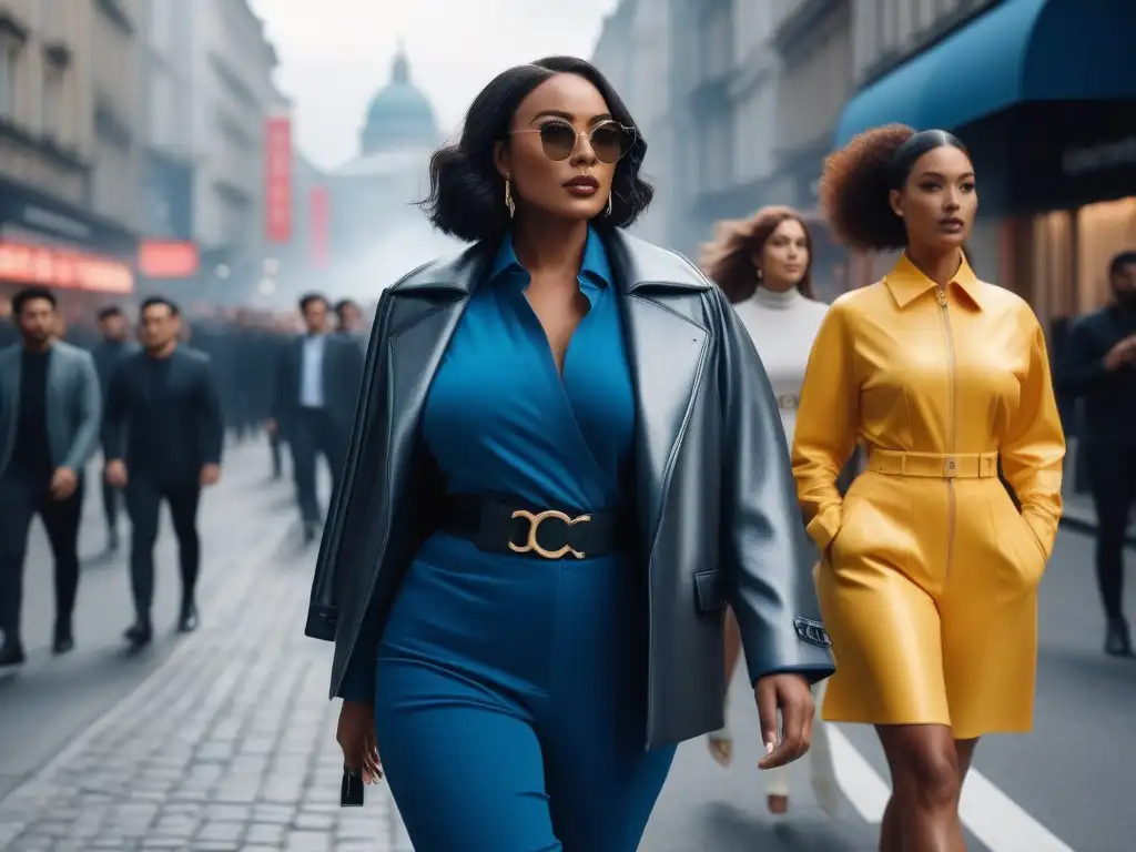 Moda adaptativa: innovación y diversidad en la ciudad Un grupo diverso de personas camina con confianza por una bulliciosa calle de la ciudad, luciendo moderna ropa adaptativa para diversidad corporal