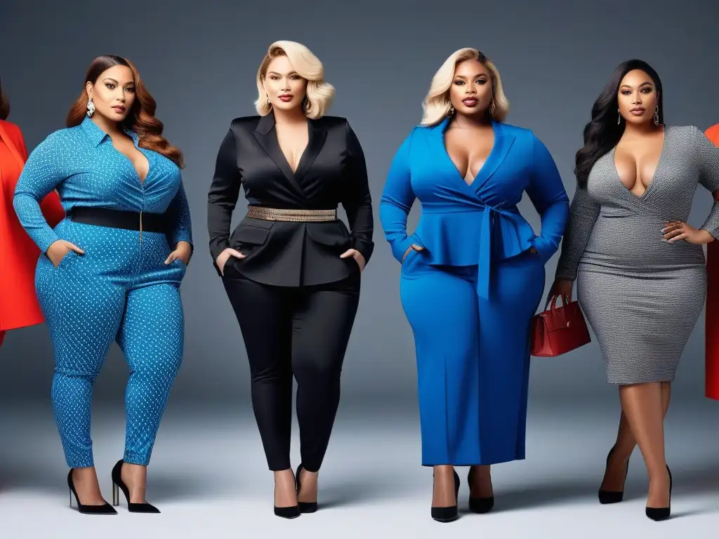 Moda plussize: Estilo y confianza en diversidad Un grupo diverso de personas plus size muestra con confianza su ropa stylish y bien cuidada, transmitiendo empoderamiento y moda