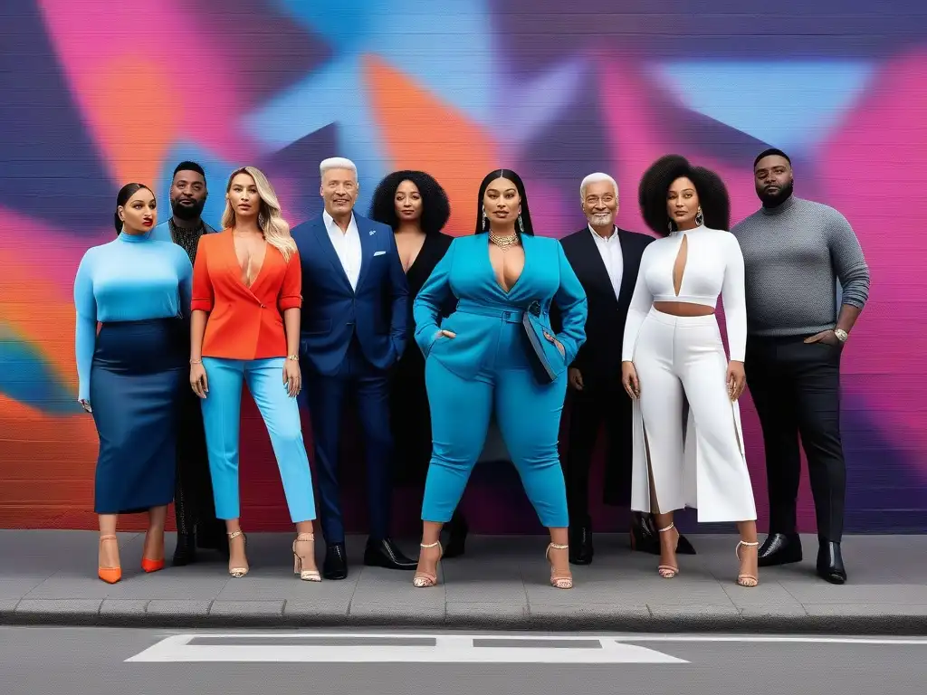 Moda adaptativa: diversidad y estilo en la ciudad Un grupo diverso de personas de todas las edades, razas y tipos de cuerpo modelando con confianza moda adaptativa en un entorno urbano moderno
