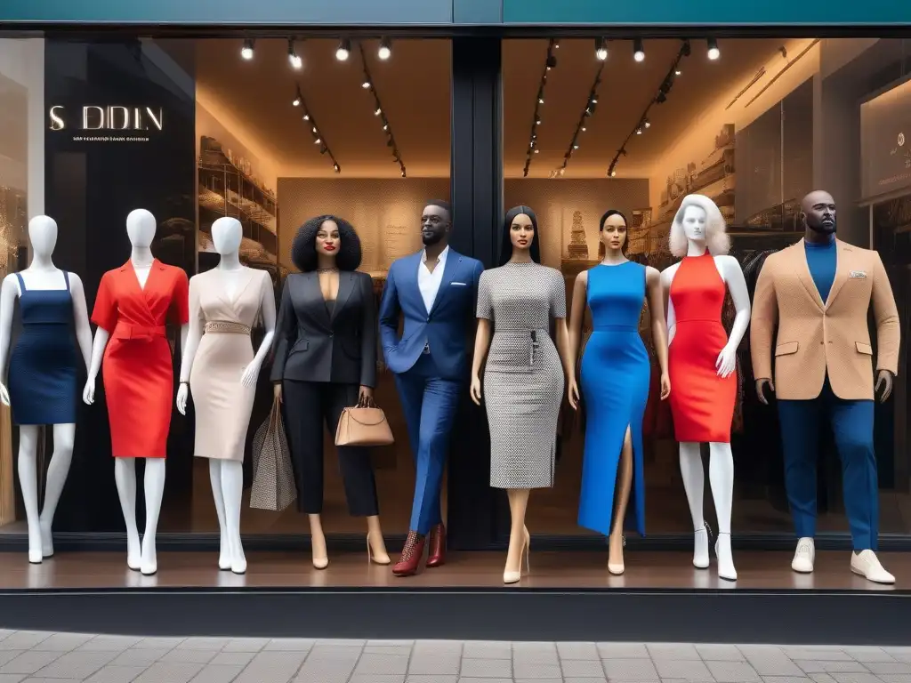 Moda inclusiva: diversidad y empoderamiento en el retail Un grupo diverso de personas de todas las edades, etnias y cuerpos, sonríen y posan confiados frente a una tienda de moda inclusiva para todos cuerpos