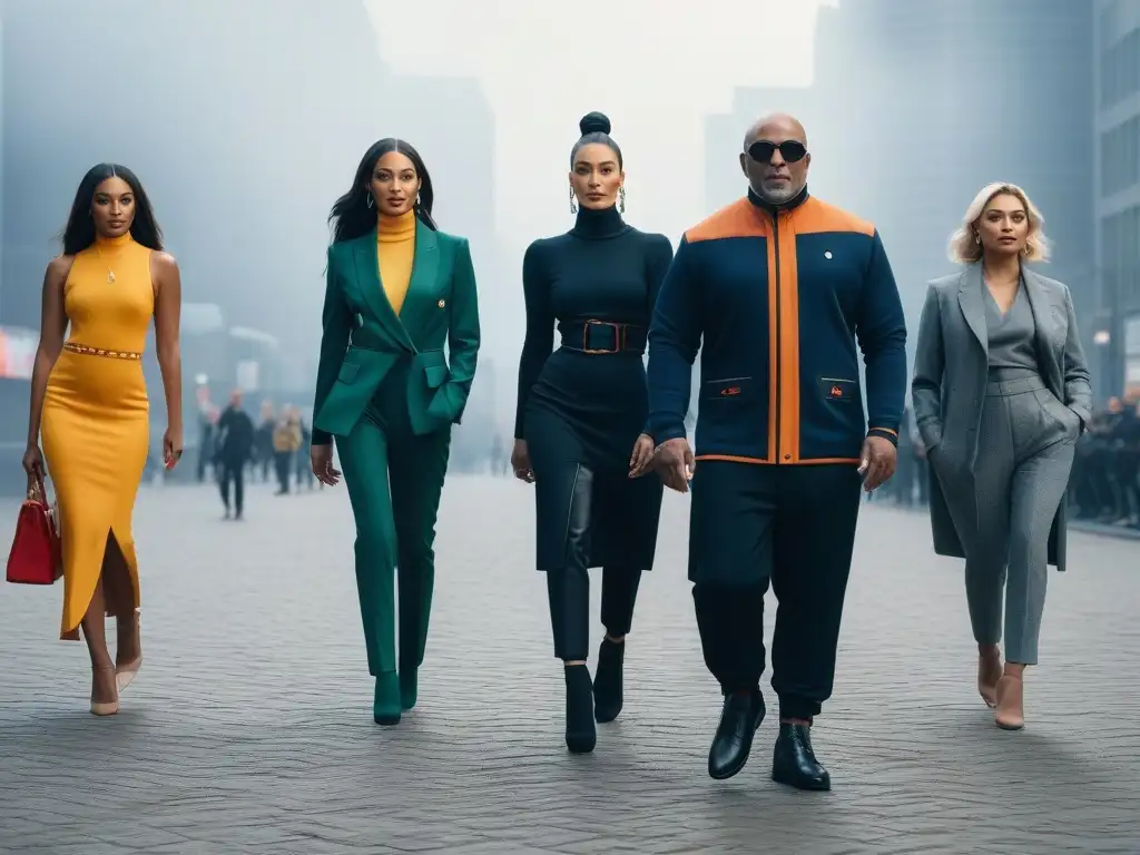 Moda adaptativa: diversidad y empoderamiento urbano Un grupo diverso de personas muestra su estilo en moda adaptativa para todos, destacando inclusión y empoderamiento