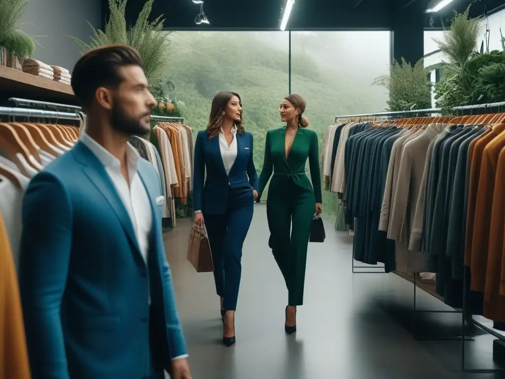 Compra sostenible con diversidad de cuerpos y edades Grupo diverso de personas felices probando ropa ecofriendly en tienda de moda inclusiva para todos los cuerpos