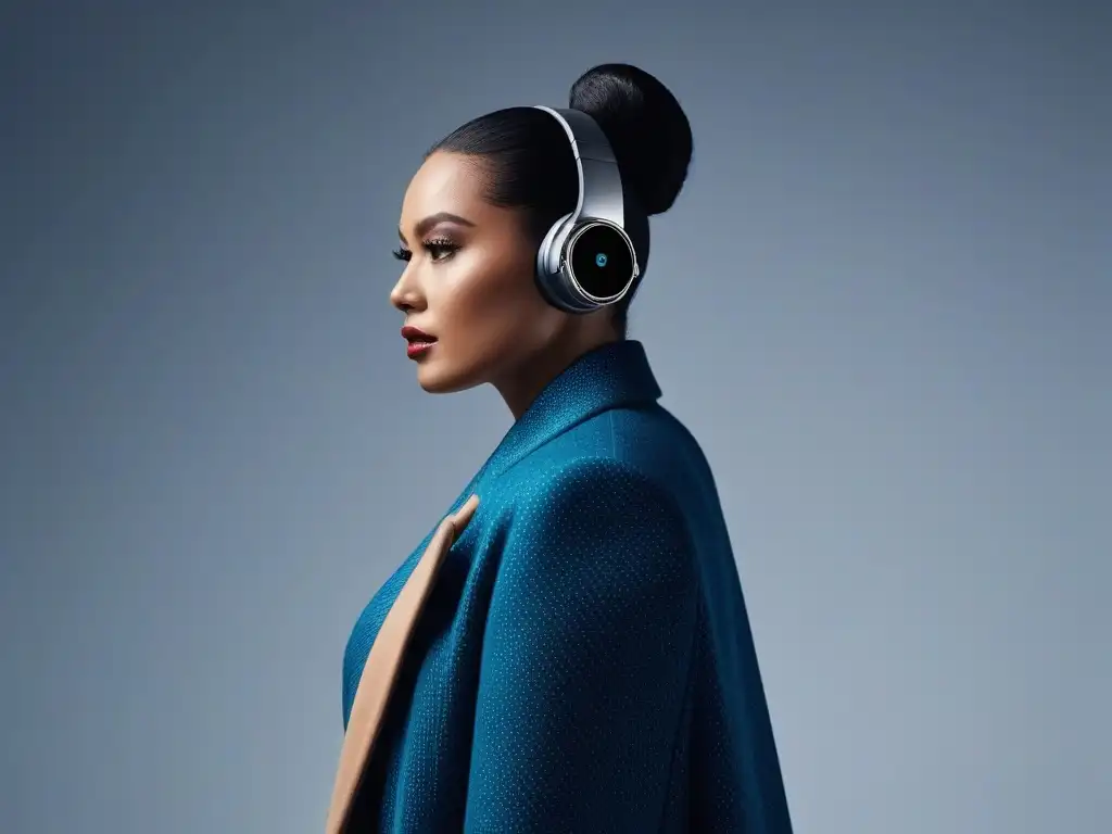 Moda inclusiva: Estilo y tecnología en diversidad Un grupo diverso de personas muestra gadgets de moda en un escenario futurista; moda inclusiva para todos los cuerpos