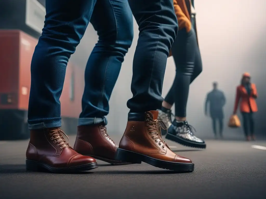Zapatos inclusivos: diversidad y estilo en la moda del calzado Un grupo diverso de personas con diferentes habilidades y orígenes, felices con variados zapatos
