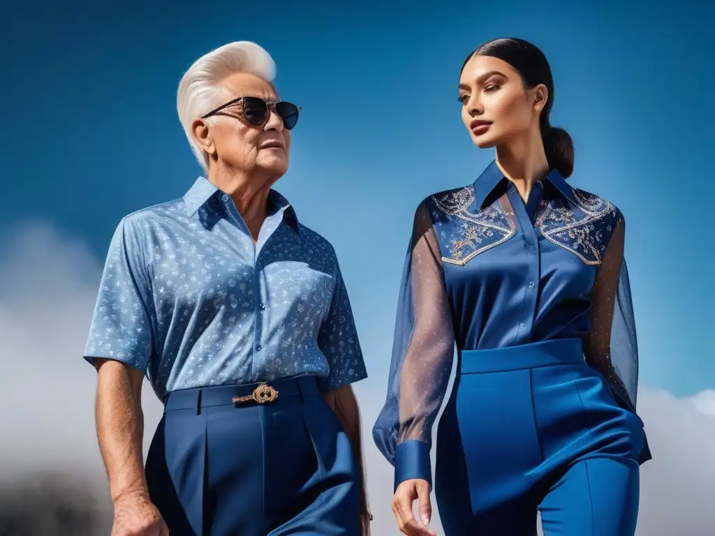 Moda senior inclusiva y moderna: estilo único y confianza Un grupo diverso de personas mayores muestra con confianza una moda inclusiva y diversa en camisas y blusas únicas y detalladas