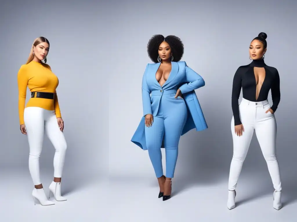 Estilo y tecnología: diversidad y empoderamiento en un entorno futurista Un grupo diverso de personas muestra moda inclusiva para todos los cuerpos con estilo y confianza en un entorno futurista y elegante