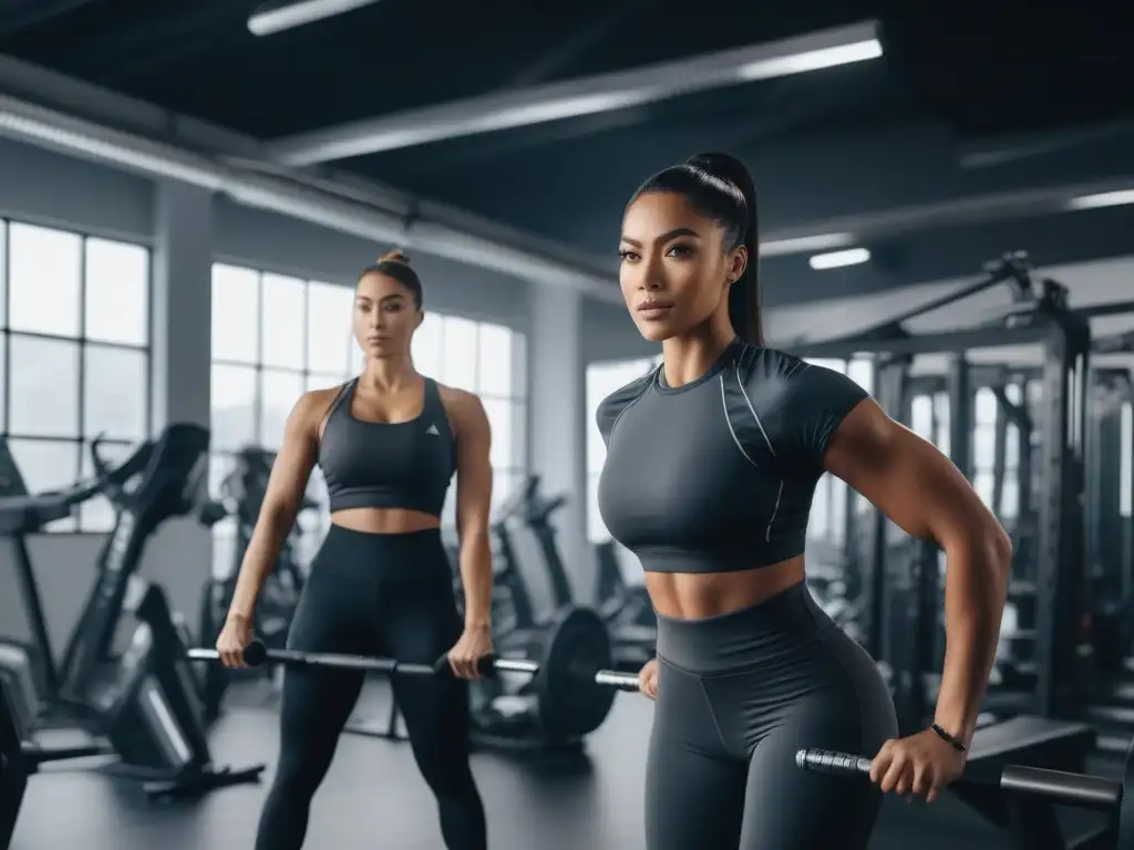 Empoderamiento fitness: sesión de entrenamiento dinámico para mujeres pequeñas en un gimnasio moderno y elegante Un grupo diverso de personas petite en un estudio de gimnasio moderno, realizando un entrenamiento dinámico