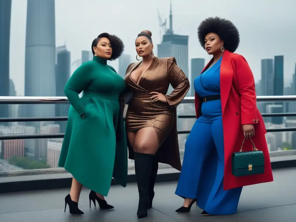 Moda plussize empoderada en la ciudad Grupo diverso de personas seguras y elegantes en la ciudad