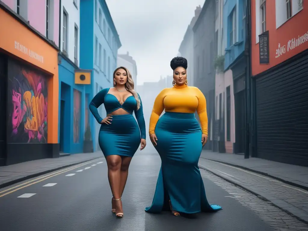 Moda inclusiva: Plussize empoderados en la ciudad Un grupo diverso de personas de talla plus muestra su estilo único en la ciudad