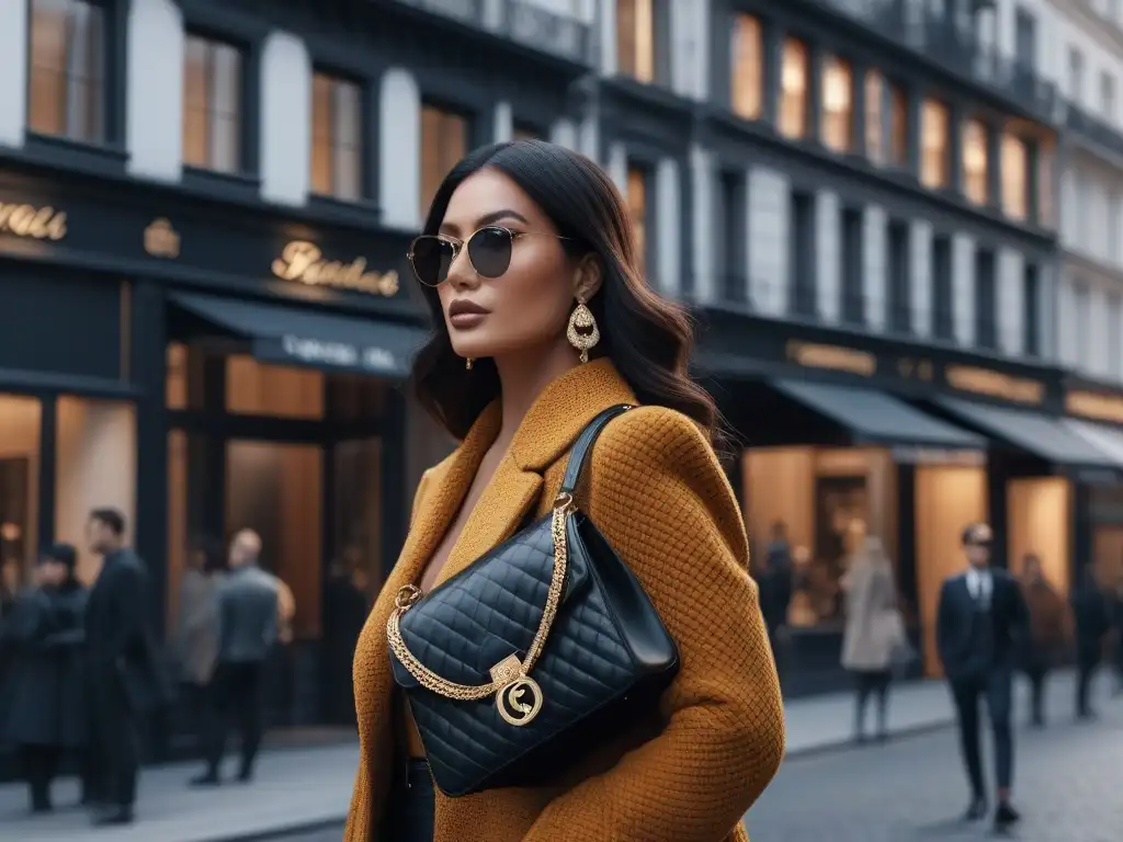 Moda inclusiva: personas diversas luciendo accesorios de lujo en la ciudad Un grupo diverso de personas de todos tamaños y orígenes lucen accesorios de lujo en una calle urbana chic