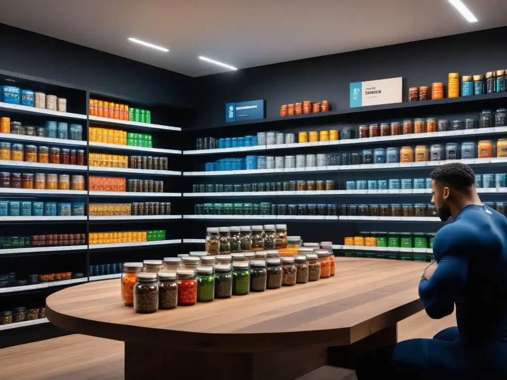Conversaciones expertas en tienda de suplementos Un grupo diverso de personas en una tienda de suplementos moda tallas especiales, compartiendo conocimientos y consejos