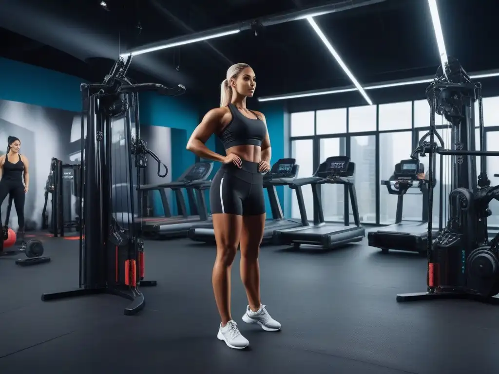 Entrenamientos personalizados en un gimnasio moderno y diverso Un grupo diverso de personas de distintos tipos de cuerpos, edades y etnias realizando entrenamientos personalizados juntos en un gimnasio moderno