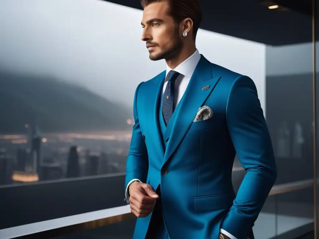Suits de lujo: Elegancia y diversidad en accesorios exclusivos Un grupo diverso de personas vistiendo trajes a medida con accesorios de lujo en una boutique moderna
