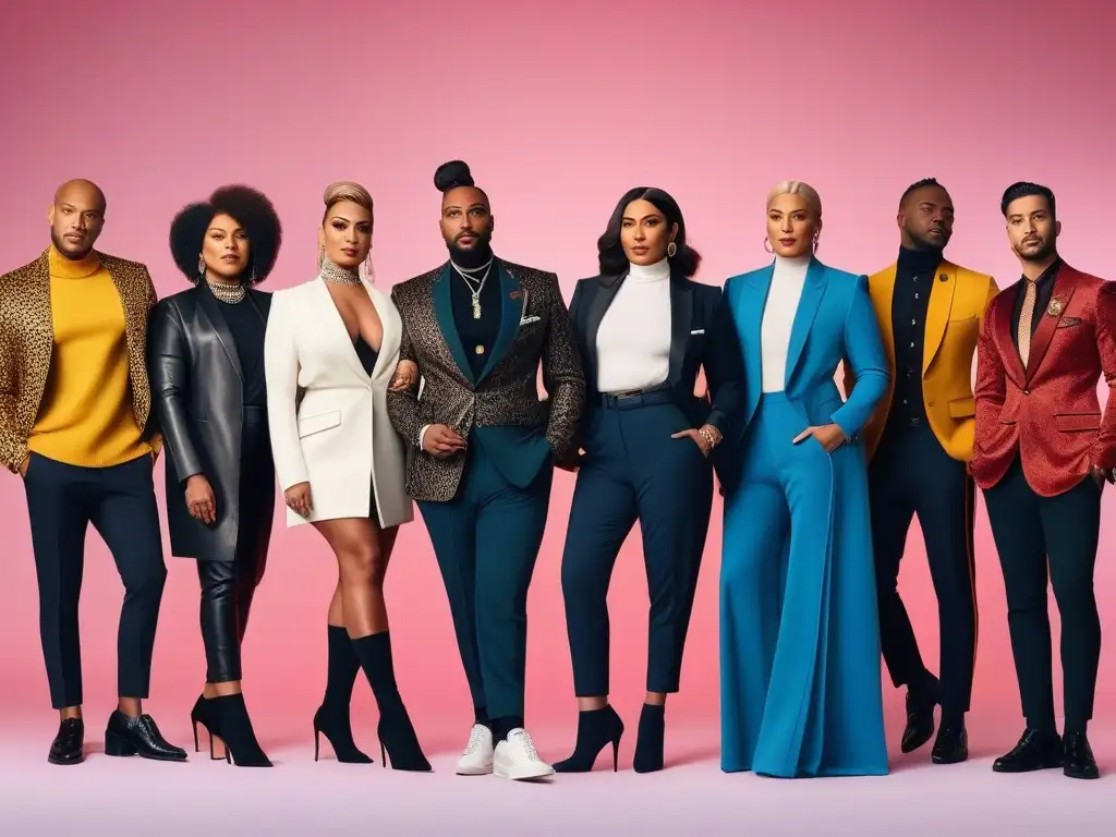 Moda inclusiva: Transgéneros empoderados mostrando estilo único Un grupo diverso de personas trans seguras y con estilo, luciendo ropa inclusiva en un ambiente moderno y elegante