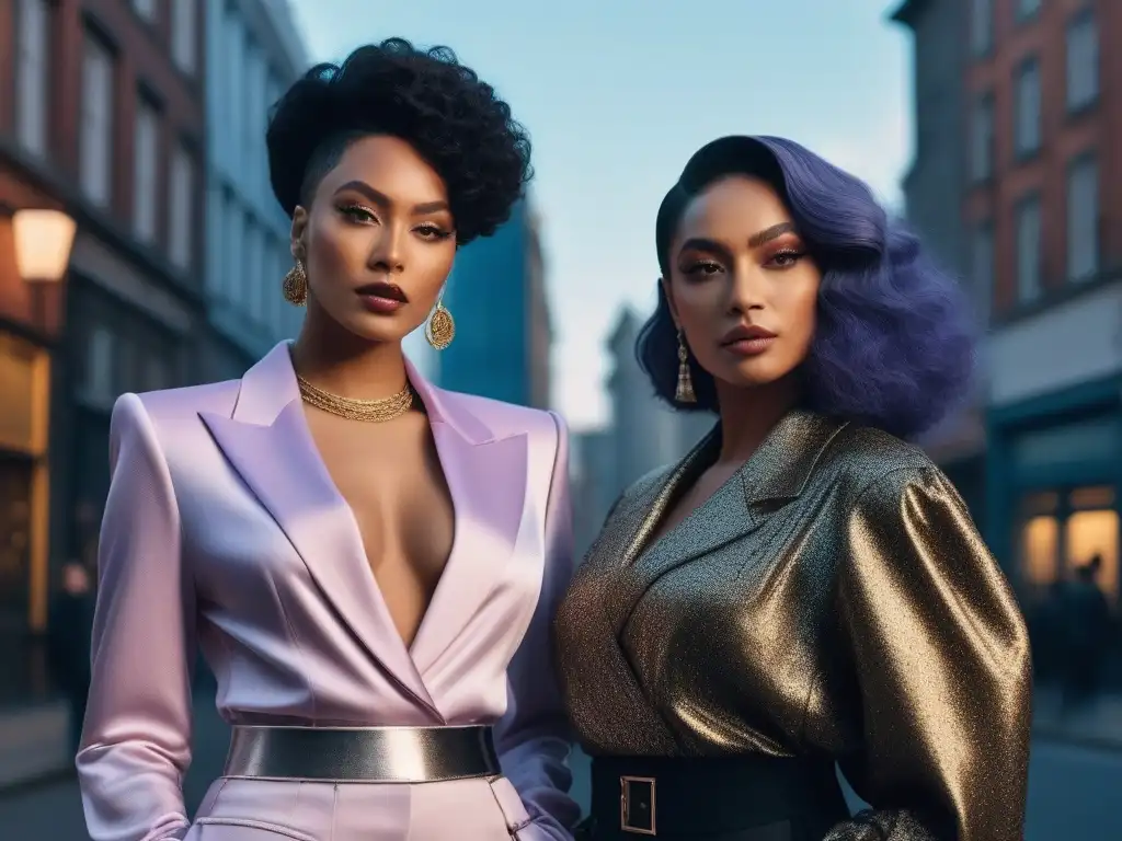 Moda inclusiva: Grupo diverso celebra identidades únicas con estilo Un grupo diverso de personas trans y no binarias posando con confianza en outfits que celebran sus identidades únicas en un entorno urbano chic