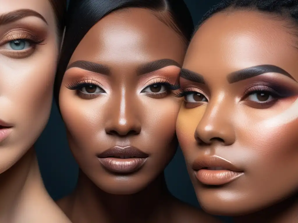 Maquillaje inclusivo: diversidad de tonos y texturas en personas trans Un grupo diverso de personas transgénero aplicando maquillaje en tonos variados, celebrando la inclusión y el empoderamiento