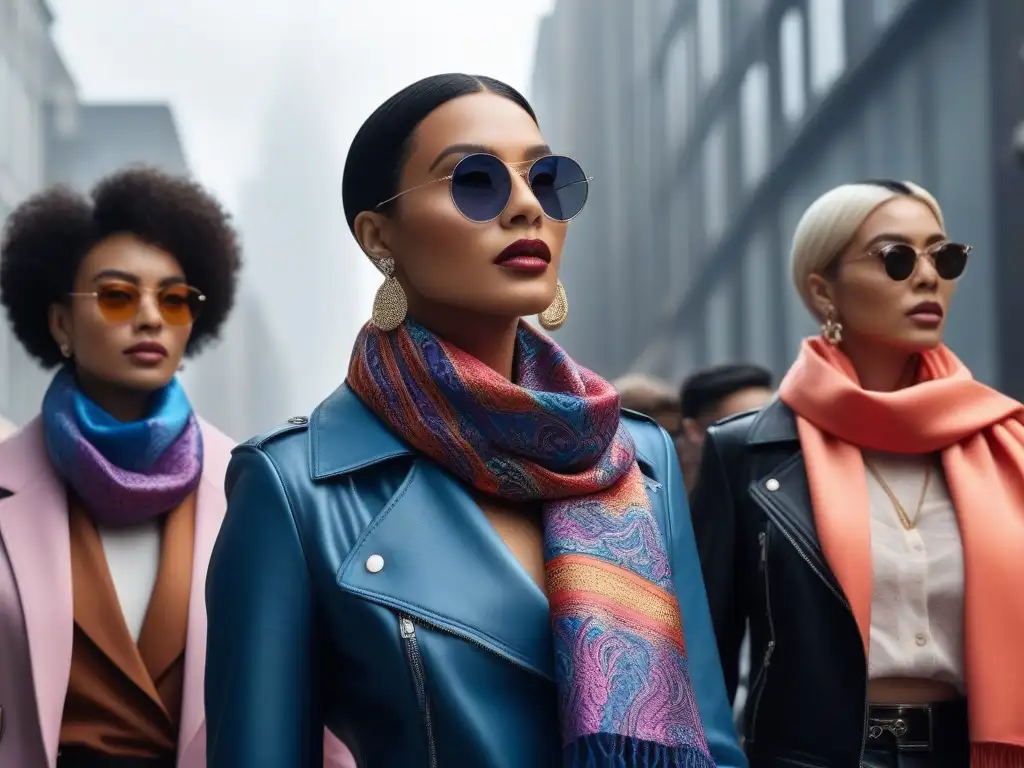 Moda inclusiva: Transgéneros empoderados con estilo único Un grupo diverso de personas transgénero mostrando confianza con accesorios de moda, en un ambiente urbano