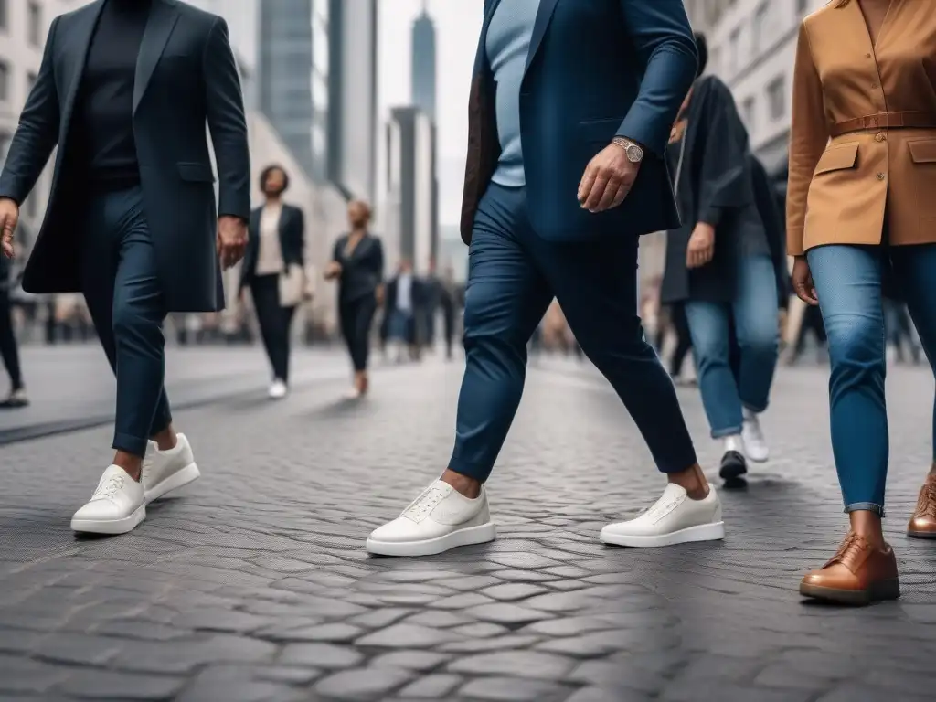 Zapatos adaptativos: moda inclusiva en la ciudad Un grupo diverso de personas usando zapatos adaptativos para todos cuerpos en la ciudad