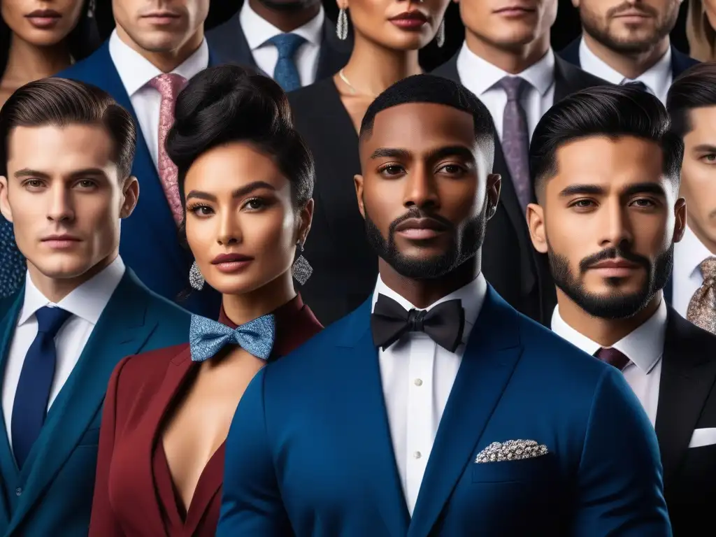 Elegancia diversa: accesorios de lujo para todos Un grupo diverso de profesionales elegantes y seguros, luciendo accesorios moda alta gama inclusiva