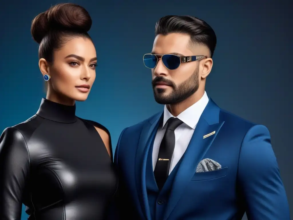 Elegancia inclusiva: Profesionales seguros con wearables premium Un grupo diverso de profesionales seguros luciendo wearables premium en diversos tamaños y diseños, en un ambiente moderno y elegante