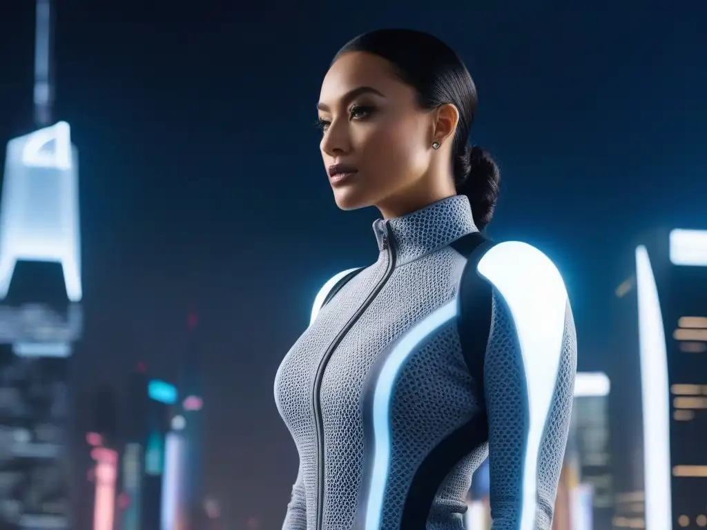 Moda adaptativa futurista para todos Grupo diverso con ropa adaptativa y tecnológica en ciudad futurista