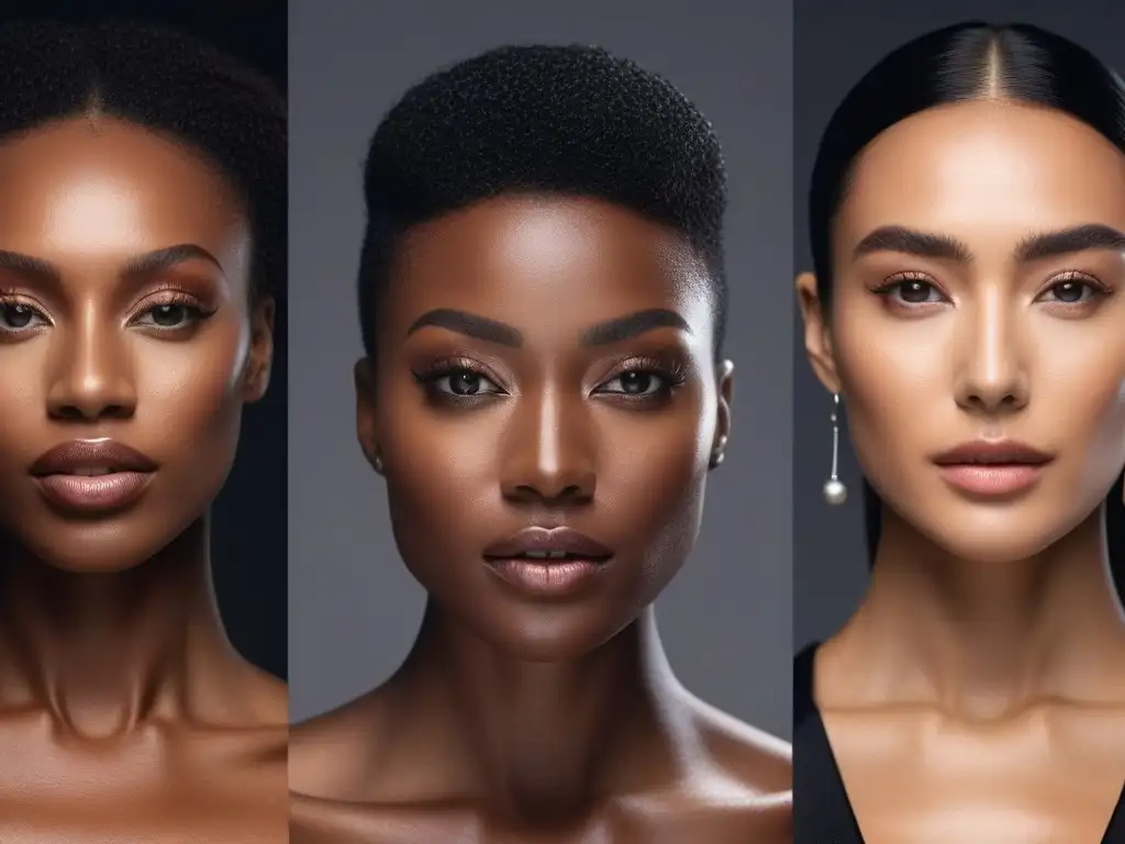Rutinas de belleza nocturnas: diversidad y profesionalismo Grupo diverso en rutinas belleza nocturnas piel diversa, en un entorno sereno y moderno