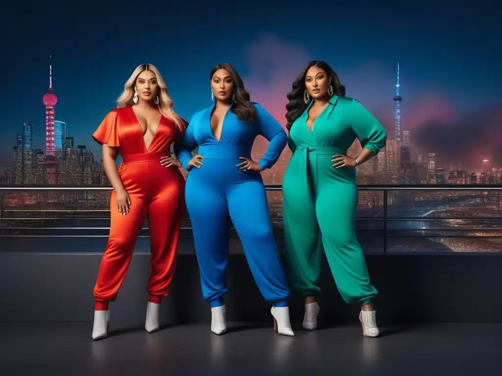Jumpsuits de moda: diversidad, estilo y confianza Un grupo diverso y seguro de sí mismo, luciendo jumpsuits en una ciudad colorida