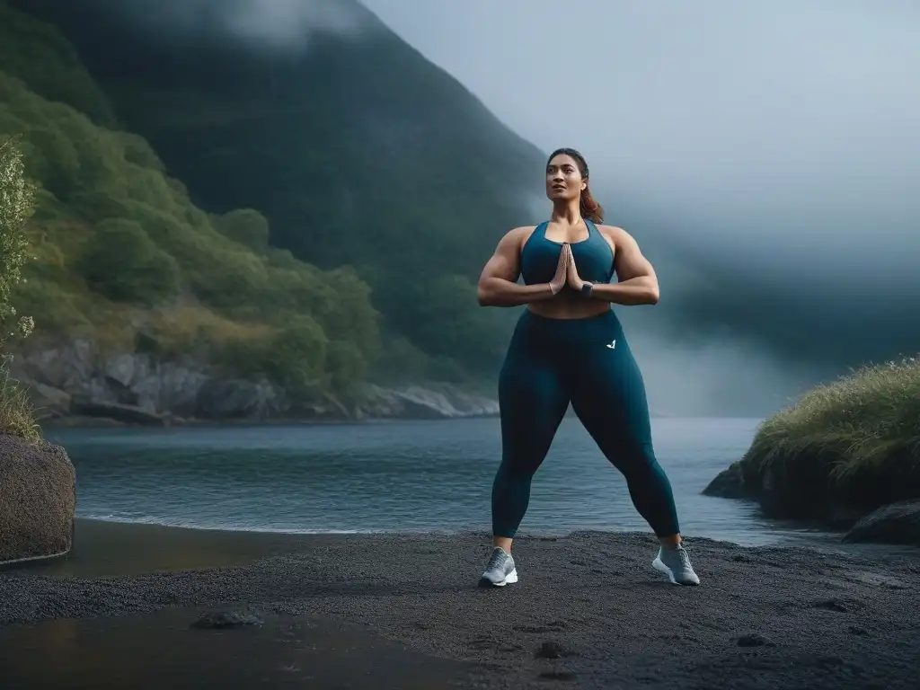 Fitness inclusivo: diversidad y empoderamiento en salud y bienestar Un grupo diverso y seguro de personas de talla grande realizando actividades fitness al aire libre, destacando la fuerza y la inclusividad