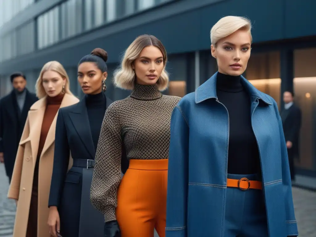 Moda sostenible 2023: Estilos urbanos eco-chic Un grupo diverso con tendencias moda sostenible 2023 en entorno urbano moderno
