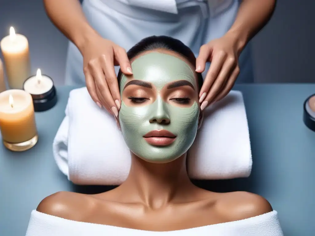 Tratamientos faciales personalizados en spa de lujo Un grupo diverso recibe tratamientos faciales personalizados en un spa moderno