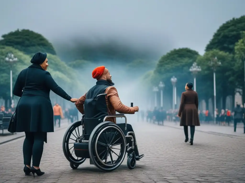 Moda inclusiva para usuarios de silla de ruedas Un grupo diverso en vestuario adaptativo para sillas de ruedas, combinando estilo y comodidad en la moda inclusiva