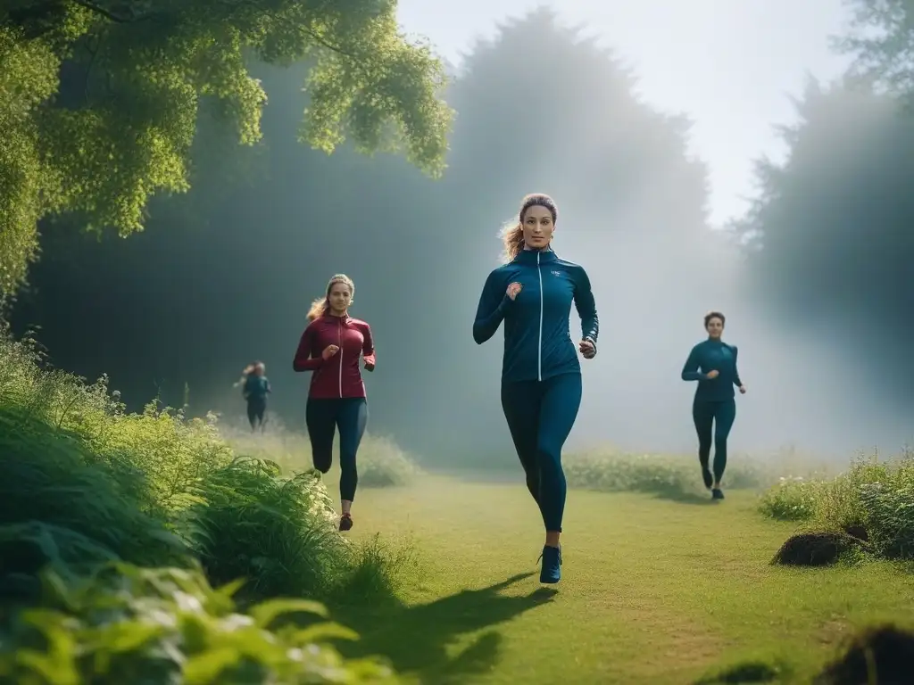 Estilo activo y sostenible: diversidad en acción al aire libre Un grupo diverso disfruta de la vida activa y consciente con ropa activa sostenible para todos en un parque verde y soleado