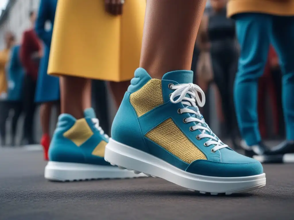 Moda inclusiva: piezas de zapatos grandes que marcan tendencia Grupo diverso con zapatos de tallas grandes, moda inclusiva y estilosa en entorno urbano trendy