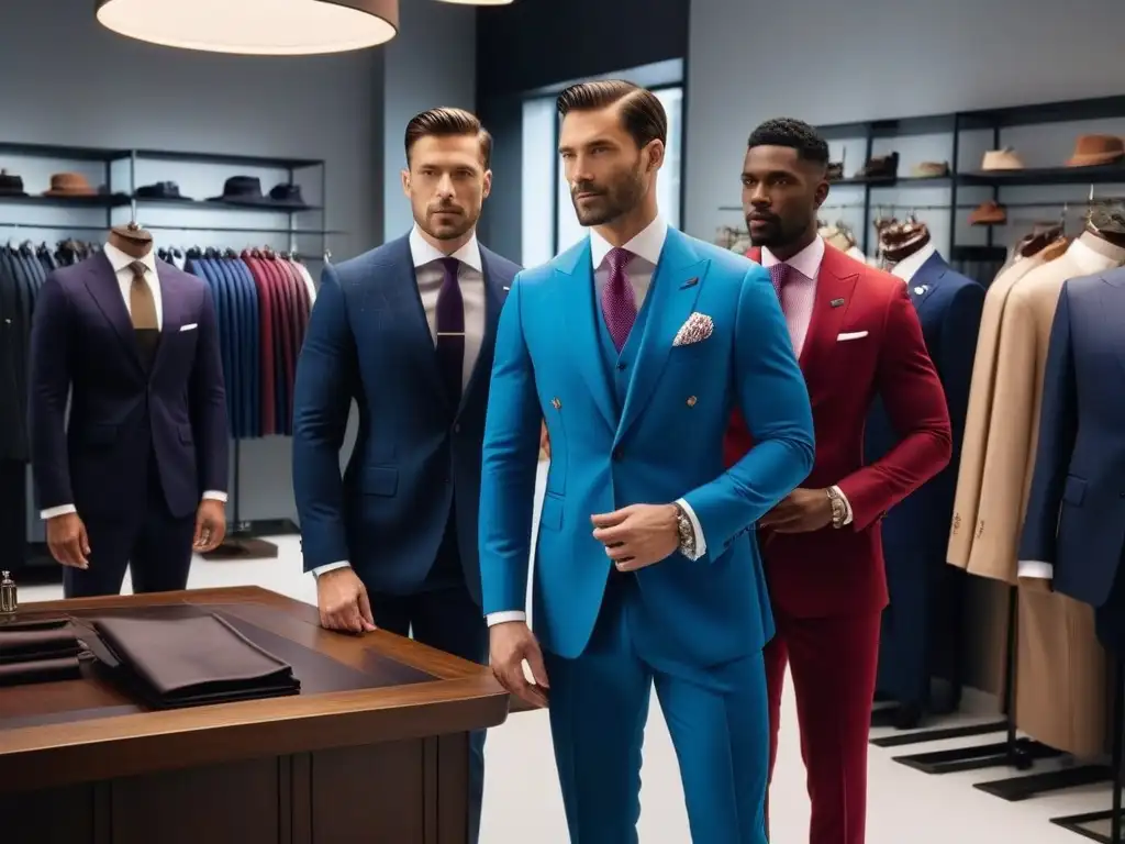 Estilo impecable: consejos de sastrería para altos Grupo elegante de hombres altos en sastrería moderna, luciendo trajes a medida