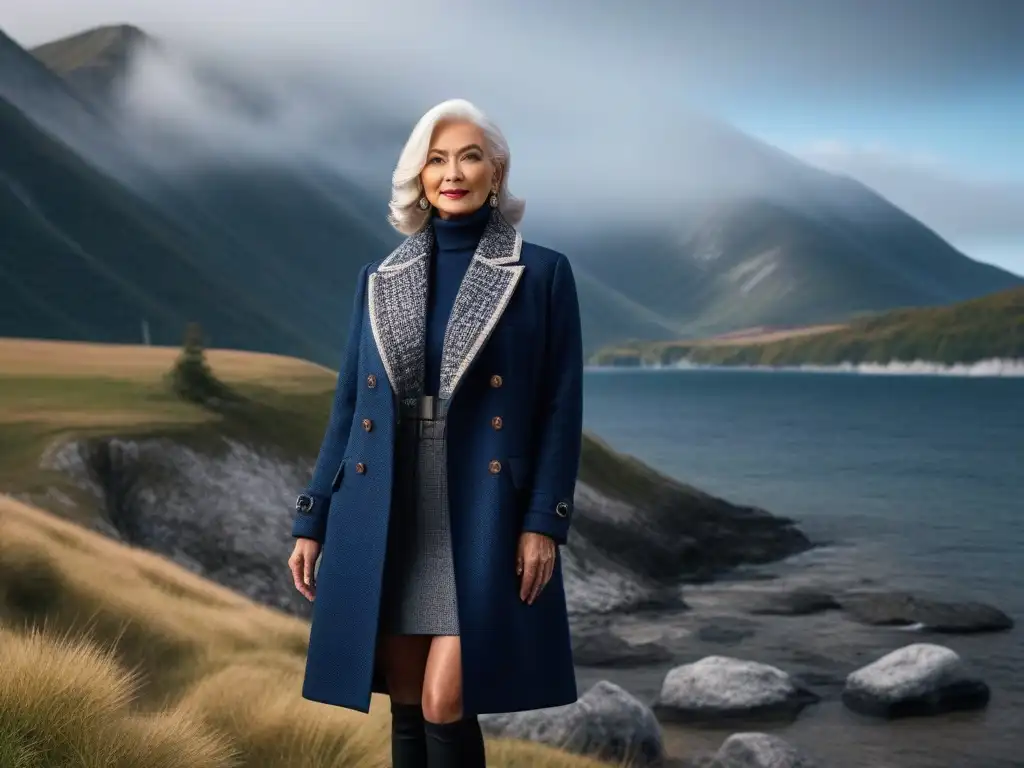 Grupo elegante de personas mayores modelando atuendos en capas en climas diversos, reflejando sofisticación y practicidad en la moda senior