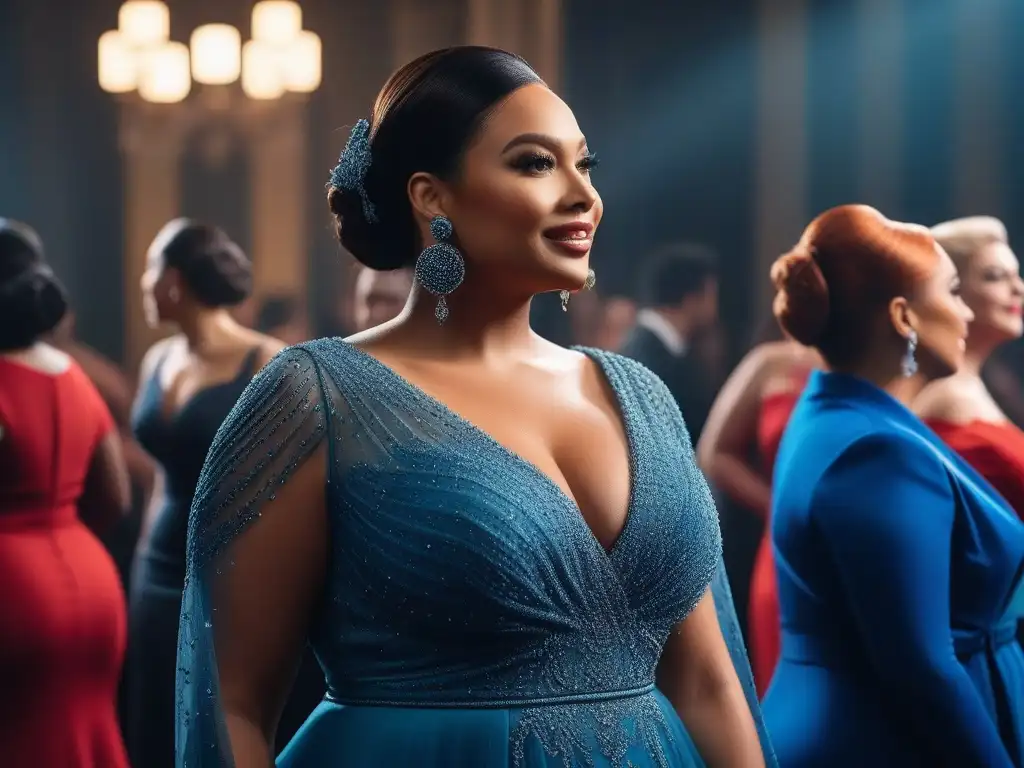 Empoderamiento y estilo: mujeres plus size en evento elegante Grupo empoderado de mujeres plus size en elegantes vestidos, radiando estilo en evento chic
