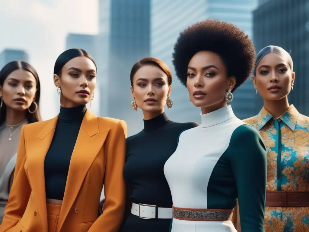 Mujeres altas empoderadas: moda y diversidad en la ciudad Grupo de mujeres altas y seguras, empoderadas en moda tall redefiniendo estándares belleza