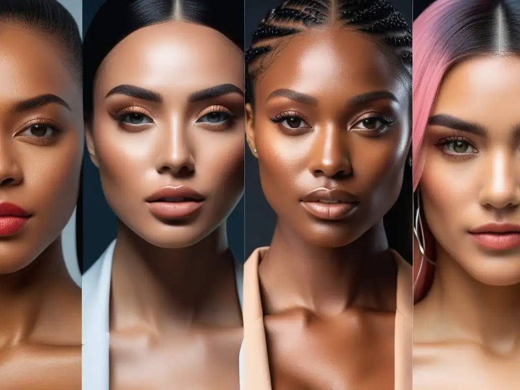 Radiante diversidad: mujeres con glow y empoderamiento Grupo de mujeres diversas con iluminadores, irradiando belleza y confianza