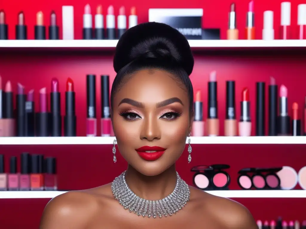 Inclusividad en labiales: mujeres diversas y seguras Un grupo de mujeres diversas y seguras lucen 'Mejores barras labiales inclusivas duraderas', iluminando un estudio de maquillaje moderno con tonos vibrantes y empoderadores