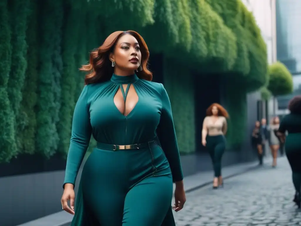 Empoderamiento: mujeres plus size desfilan con estilo en la ciudad Un grupo de mujeres plus size seguras y diversas caminando por la ciudad con estilo y expresión propia
