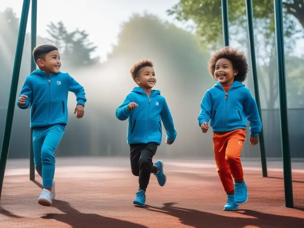 Moda adaptativa para niños: diversión inclusiva en el parque Grupo de niños felices jugando en un parque con Ropa adaptativa infantil necesidades especiales