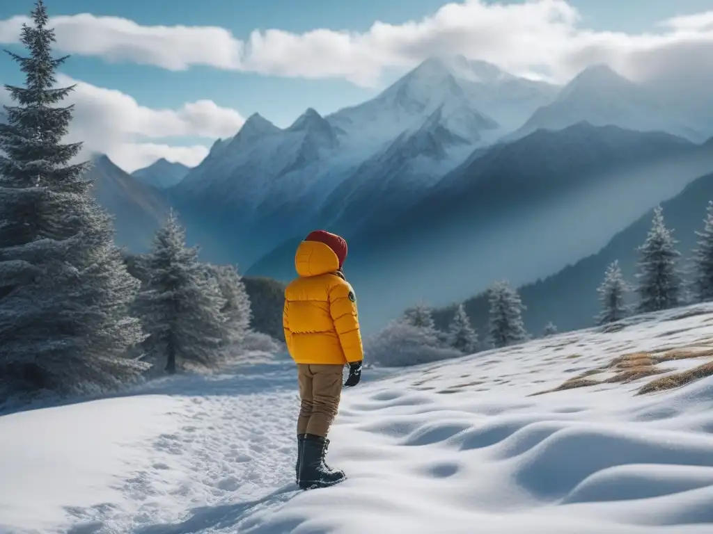 Innovadora ropa de invierno para niños jugando felices en la nieve Un grupo de niños juega feliz en la nieve con Ropa infantil climas extremos protegidos