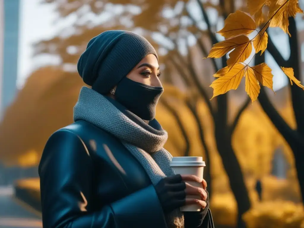 Moda otoñal: Grupo elegante bajo atardecer urbano Un grupo de personas altas, elegantes en ropa de exterior, disfrutando del otoño en la ciudad