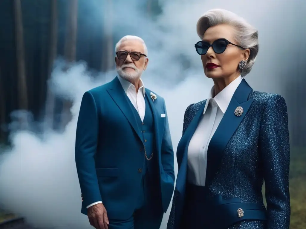 Estilo senior: Elegancia y personalidad en moda para mayores Un grupo de personas mayores posan con estilo en atuendos favorecedores que realzan sus cuerpos